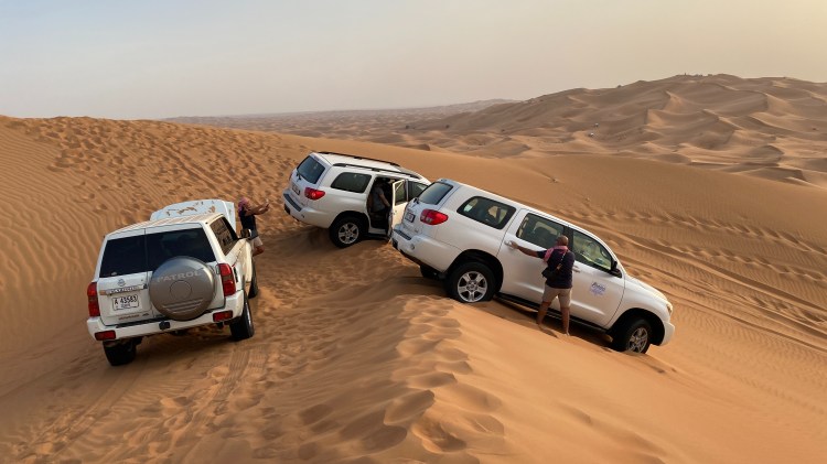 SUVs in the Desert of Evening Desert Ride.