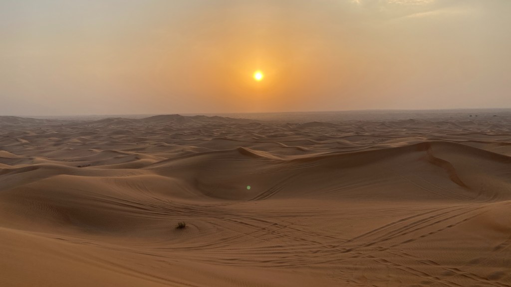 Beautiful Sunset During the Desert Safari in Dubai.