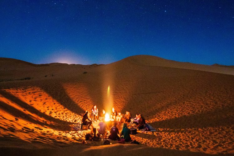 Evening Desert Safari with Overnight Stay. Desert Safari and overnight stay after the camp and live activities. You will be brought to the camp area by a 4x4 car. There will be a tent ready for you. Sit around the fire, sleep and have breakfast in the desert.